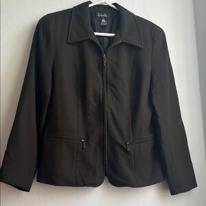 Rafaella Vintage pure wool hip zip up Dark Brown Women's Blazer, day to night